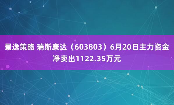 景逸策略 瑞斯康达（603803）6月20日主力资金净卖出1122.35万元