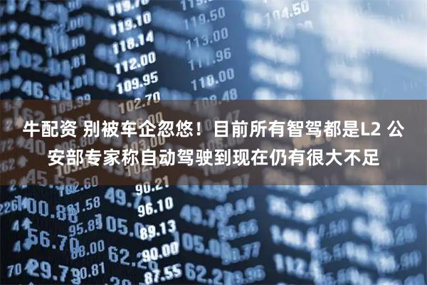 牛配资 别被车企忽悠！目前所有智驾都是L2 公安部专家称自动驾驶到现在仍有很大不足